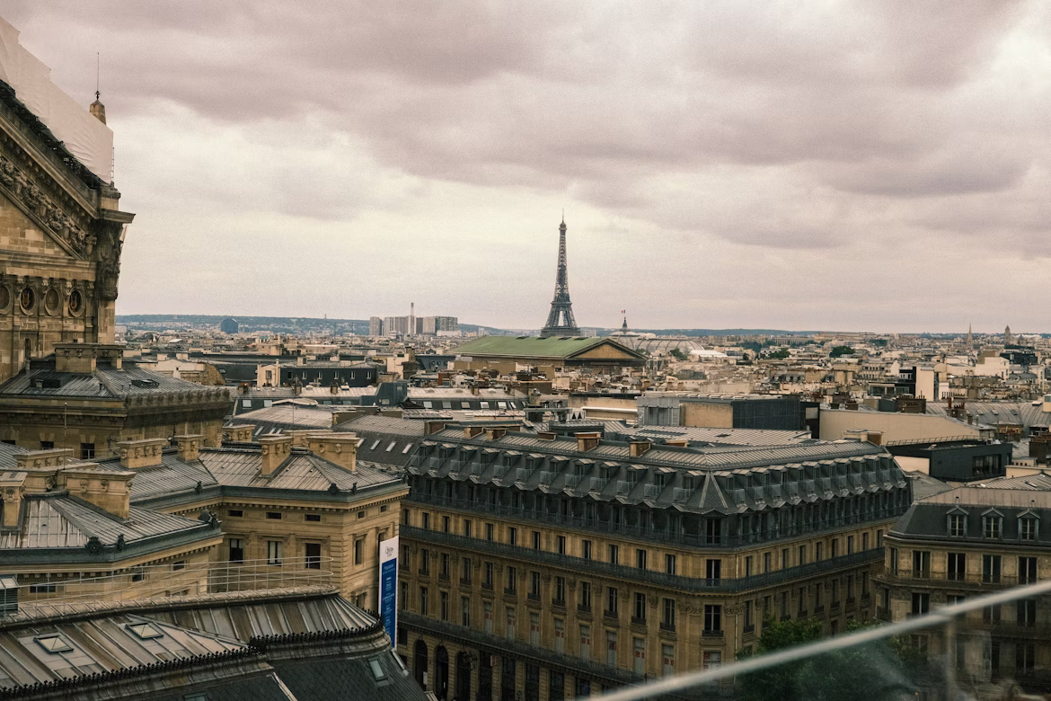 Paris skyline from Eiffel Tower summit